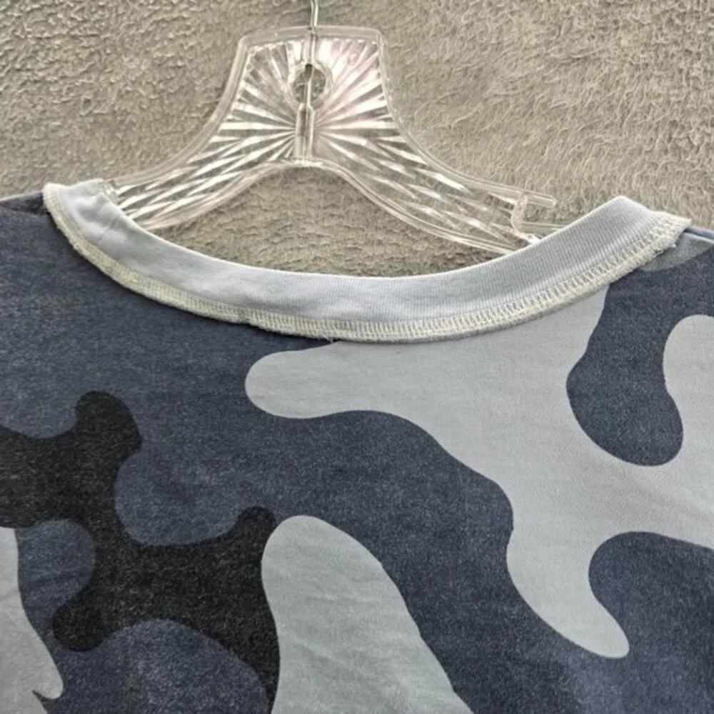 True Religion Men Shirt M Blue Drop Shoulder Camouflage Buddha Guitar Tee READ‎